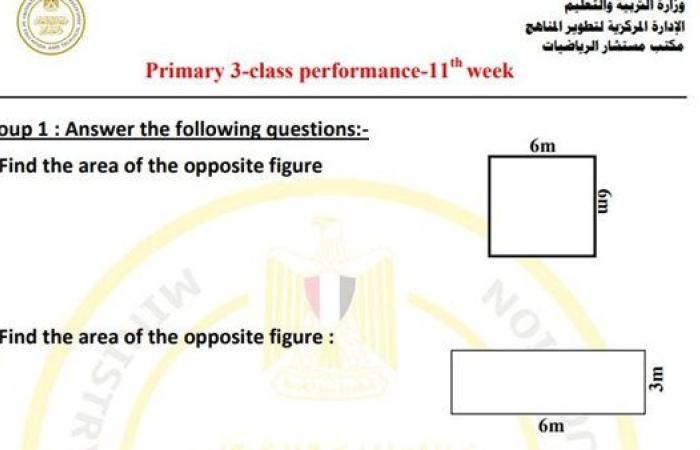 مراجعات نهائية.. أسئلة الآداء الصفي والمنزلي الأسبوع الـ 11 في الرياضيات Math الصف الثالث الابتدائي