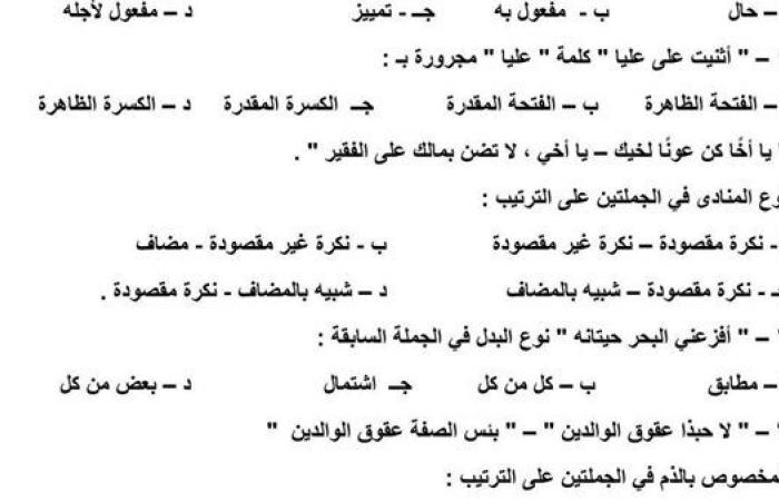 مراجعات نهائية.. قطع امتحانات النحو لمحافظات بورسعيد ودمياط وكفر الشيخ والبحيرة والفيوم.. لن يخرج عنها الامتحان لـ الشهادة الاعدادية