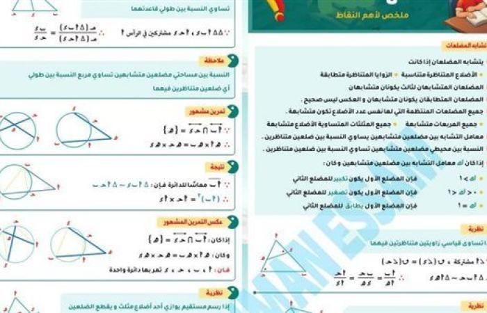 مراجعات نهائية.. أبرز مسائل الهندسة في 3 ورقات لـ الصف الأول الثانوي