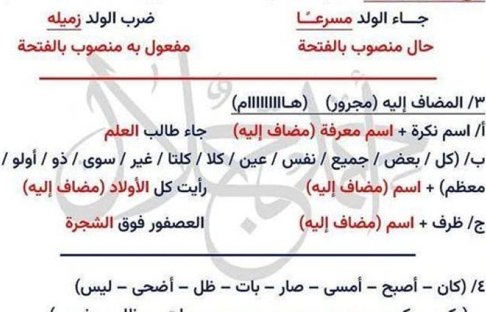 مراجعات نهائية.. مراجعة ليلة امتحان النحو في 14 ورقة لـ الشهادة الاعدادية