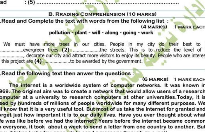 مراجعات نهائية.. نموذج الوزارة في اللغة الإنجليزية لـ الصف الثالث الإعدادي