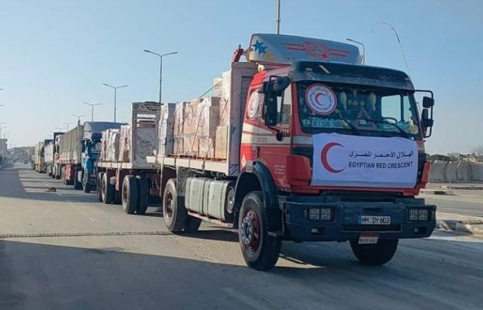 خير مصر لفلسطين لا يتوقف.. 1000 شاحنة مساعدات تابعة للهلال الأحمر تستعد للتحرك من العريش نحو غزة