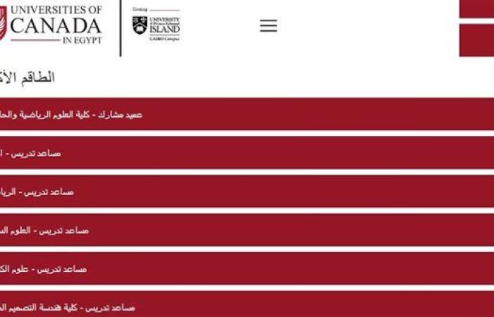 وظيفة جامعة.. جامعات كندا في مصر تعلن عن وظائف أعضاء هيئة تدريس جدد في عدد من التخصصات