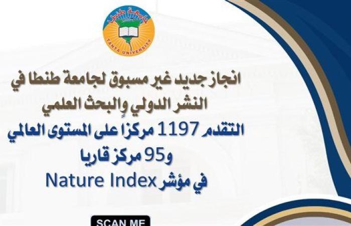 انجاز جديد غير مسبوق لـ جامعة طنطا في النشر الدولي والبحث العلمي: